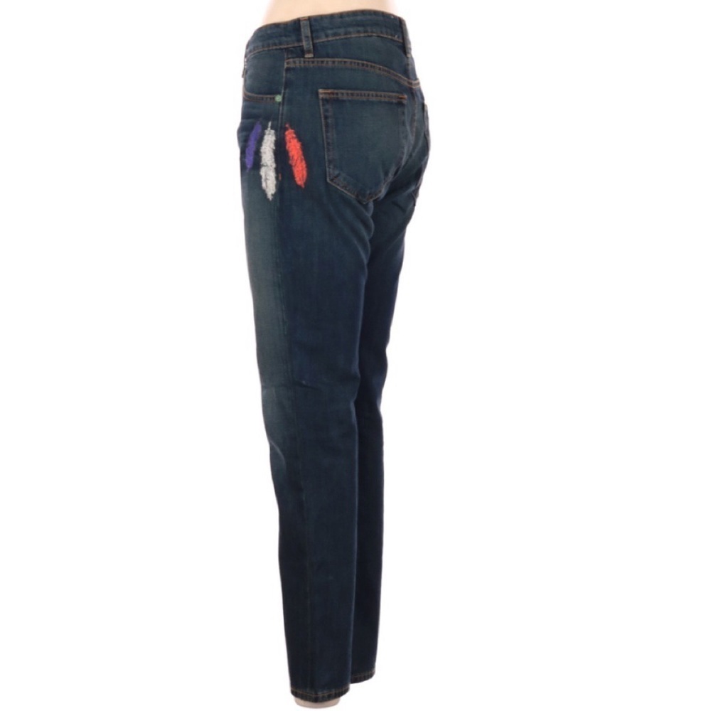 Sandrine Rose Revolve Upcycled Vintage Jeans 25‎ Boho Festival Feathers Hippie